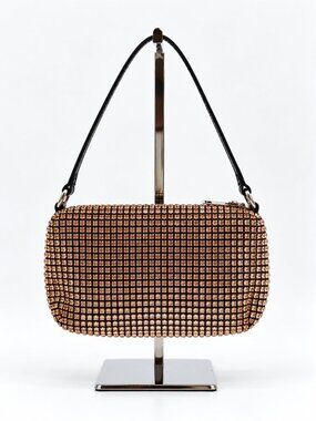 Alexander Wang Crystal Rhinestone Mini Bag Rose Gold Sparkle Evening Pouch